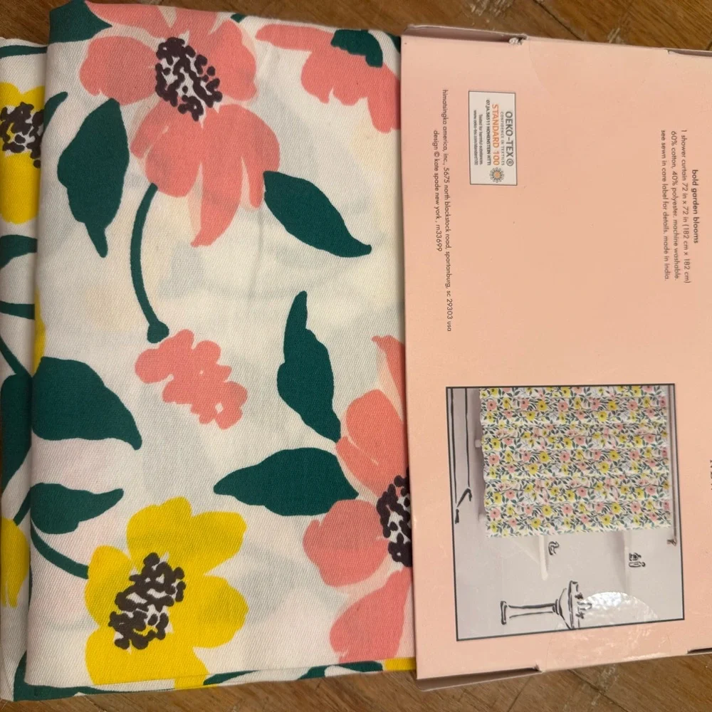 Kate Spade Yellow and Pink Floral Shower Curtain